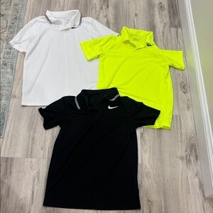 Nike Polo Shirts bundle  Set  Black, White, Bright Yellow youth size large boys